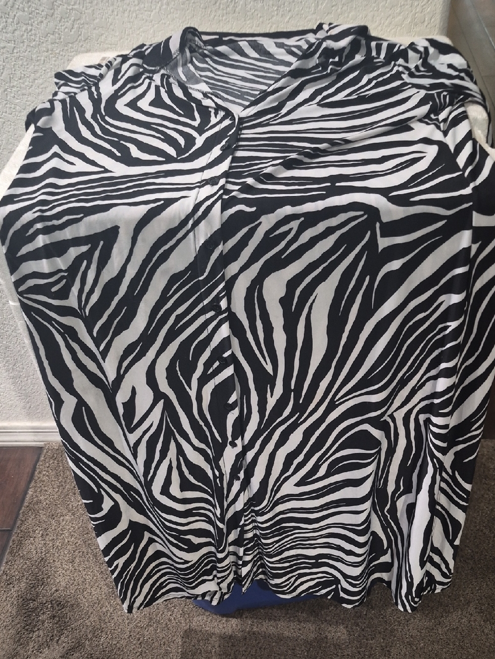 Black & White Zebra Print Button-Up Shirt